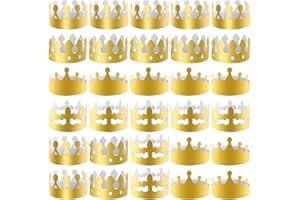 SIQUK 28 Pieces Gold Paper Crowns Party King Crown Paper Hats for Kids Adults Party and Celebration