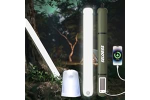 SELORSS Lampes de Camping Gonflables Solaires 33.86IN/86CM Lampe Télescopique Pliable Outask, Lumière LED Extérieure Portable 2000mAh IP66 Étanche avec Lumière Blanche pour Camping, Randonnée - Vert
