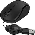 SABRENT Mouse da viaggio PC portatile, con cavo retrattile, Accessorio da viaggio (1200 dpi), per PC desktop, MAC, ideale per