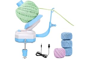 Domigard Avvolgitore Elettrico per Filato a Doppia Molla - Avvolge Automaticamente fino a 280g (10 Once), Ideale per Maglia e Uncinetto - Design Compatto, Facile da Usare (Colore Azzurro)