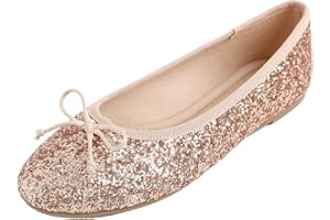 Feversole Women's Memory Foam Cushion Glitter Ballet Flat,Mémoire Coussin en Mousse de Femmes Ballerine de Tige Brillante Plat
