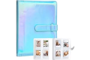 AMIMY Álbum de fotos de 128 bolsillos para la cámara instantánea Fujifilm Instax Mini LiPlay 11 12 9 8+ 8 7S, impresora de cámara instantánea Snap SnapTouch PIC-300 Z2300 Mint Zip (Azul claro mágico)