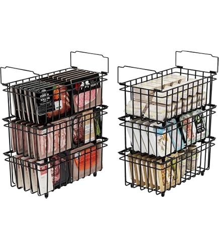 Lot de 2 Grands Paniers de Congélateur en Fil Métallique, Antirouille avec Poignées Portables, Idéal pour le Garde-manger, le Réfrigérateur, la Salle de Bain, la (49.5x24.5x20cm Lot de 2 Grands Paniers de Congélateur en Fil Métallique, Antirouille avec Poignées Portables, Idéal pour le Garde-manger, le Réfrigérateur, la Salle de Bain, la (49.5x24.5x20cm