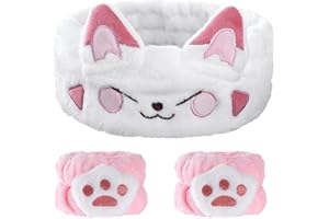 AOZUO Opaska na włosy do makijażu i mycia, słodki kot, elastyczna opaska do mycia twarzy, na nadgarstek, chłonna opaska na włosy dla dziewcząt i kobiet jogi sportu pielęgnacji skóry pod prysznic(C)