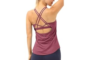 icyzone Canotta Sportiva Donna con Reggiseno,2 in 1 Senza Schienale con Imbottiture Rimovibili Canotte per Yoga Pilate Fitness