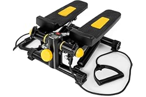 ‎PLENERGY Mini Stepper für zuhause mit Kraftseilen - maximale Belastung 100kg - Einstellbarer Widerstand - Swing Stepper mit multifunktionalem Display - Stepper hometrainer klein Plenergy X1