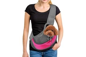 AIDIER Puppy Pet Sling Carrier Small Dog Cat Pet Sling Bag Hand Free Cat Carry Bag Breathable Mesh Dog Papoose Pouch Tote with Adjustable Shoulder Strap Safety Pet Tote Bag for Daily Walking Subway