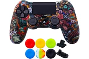 9CDeer 1 x Silicona Transferir Impresión Protector Cubrir Piel + 6 Apretones de Pulgar y Tapones a Prueba de Polvo para PS4/Slim/Pro Monstruos