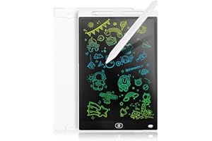Genialba Tableta de Escritura LCD de colores de 8,5, Tablero de Dibujo Electrónico - Tablero de Grafiti con Pizarra de Dibujo Borrable Portátil, Regalo para Niños (Blanco)
