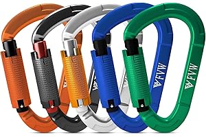 RIGINADO Karabiner Klettern Kletterausrüstung,3 Stück UIAA-Zertifiziert 25KN Auto Locking Kletterkarabiner Clips für Hängematten, Schaukel, Locking Hundele