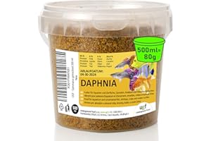 UGF UNDERGROUND FOOD UGF - Daphnies de qualité supérieure - 80 g en Pot de 500 ML, Nourriture séchée pour Poissons d'aquarium, friandises pour Poissons d'ornement
