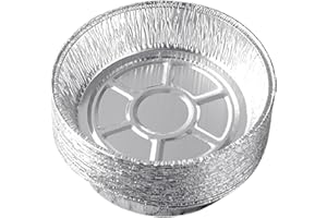 LUCKXING 50 Pcs 8 Inch/9 Inch DisposableAluminum Foil Plates Round Tin Foil Pie Pans Aluminum Foil Tray Round Round Aluminum DisposableFoil Pans Oil-Proof Aluminum Foil Tin Pans For Air Fryers Baking Cooking