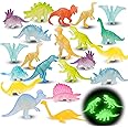 Dinosaurs Toys 28PCS Glow in Dark Dino Figure Dinosaur Party Favors Birthday Cup Cake Topper Goodie Bag Bulk Classroom Prize Treasure Box Toy Pinata Christmas Stocking Stuffers Eggs Fillers for Kids