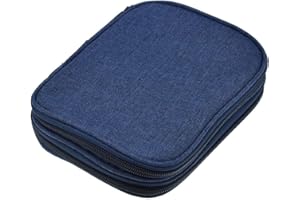‎JOZEA JOZEA Häkelnadel-Etui, leere Reißverschluss-Aufbewahrungstasche mit Netztaschen für verschiedene Häkelnadeln, Häkelnadel-Set, Jeansblau