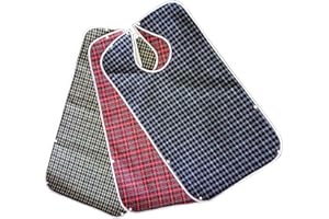 KINGGOO Bavoirs adultes pour hommes et femmes mangeant ,Paquet de 3 imperméable dinant le bavoir le protecteur de bavoir d'aide de repas lavable d'aide de repas avec le ramasse-miettes pour les personnes âgée