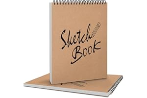 Coolzon Carnet de Dessin A4 Cahier de Dessin Professionnel, Carnet de Croquis A4 Double Spirale Crayon a Papier pour Enfant Adultes, Bloc Dessin sans Acide 60 Pages, Paquet de 2