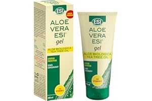 ESI - Aloe Vera Gel, con Tea Tree Oil e Vitamina E, Idrata e Lenisce la Pelle Secca o Arrossata in Seguito a Esposizione al Sole, Adatto a Tutti i Tipi di Pelle, 200 ml