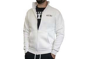 XTREME BOXING - Felpa in Cotone Felpato Full Zip e Collo Alto, Felpa Calda, Tuta Uomo in Cotone, Sportiva, Casa, Palestra, Jogging, Tempo Libero