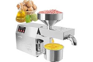 LTSRLL Máquina automática Prensa Aceite 800W-1500W, Prensa en frío/Caliente, Temperatura y Controlador Pantalla táctil, 3-6kg/h, Acero Inoxidable, para maní, Girasol, Lino, Aguacate, sésamo