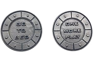 LAZZARO ITALY Moneta del Giocatore Placcata Argento o nera - Decision Coin "One More Play or Go to Bed?" - Idea Regalo per Videogiocatori, accessori gaming (Argento)