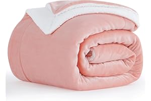 Aisbo Manta Sofa Invierno Polar - Mantas para Cama Gruesa Calentita Manta de Sofá Suave y Caliente con Borreguito, Reversible de Franela y Borrego Rosa 130x150 Pequeña, Sherpa Blanket