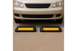 COCUS Heavy Duty Car Park Wheel Stop (Pair) | 4 Tonne Rubber Parking Block 55cm | Commercial Grade Reflective Vehicle Stop & Fixing Kit