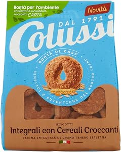Colussi Frollini integrali con cereali croccanti| Farina integrale 100% italiana | Latte fresco e uova italiani |Autentico sapore di una volta |Buoni da inzuppare | Confezione riciclabile da 500 g