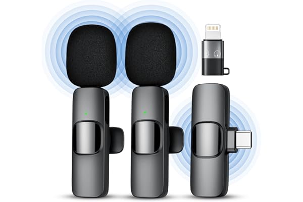 Qhot Microfono Inalambrico Solapa para iPhone iPad Tipo-C | Mini Wireless Lavalier Microphone Bluetooth Movil Android USB-C | Micro para Grabar Video Podcast Grabacion Tiktok Youtube Facebook Vlog