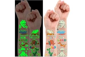 Leesgel Dinosauri Tatuaggi per Bambini, 165 stili Luminoso Tatuaggi Temporanei per Bambini Tatuaggi Finti Adesivi Bambini, Dinosauri Regali Gadget per Festa di Compleanno Bambina e Ragazzo