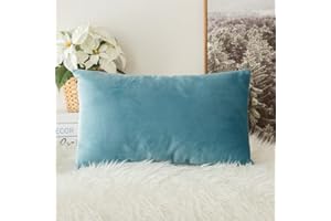 MIULEE Velvet Soft Decorative Square Throw Pillow Case Cushion Covers Luxury Pillowcases for Livingroom Sofa Bedroom with Invisible Zipper 30cm x 50cm 12x20 Inch 1 Piece Teal Green