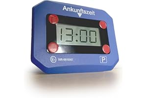 EUROtops Elektronische Parkscheibe - Elektromechanische Parkuhr mit Zulassung, inkl. beleuchtetem Display, SOS-Lichtfunktion & automatischer Zeiterkennung - KFZ-Innenzubehör