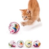 Busstier Metal Kafesli Peluş Fareli Kedi ve K&ouml;pek Oyuncağı &ndash; 6 cm Eğlenceli Oyun Topu