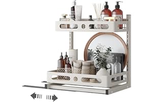 NETEL Organizer do Szafki Pod Zlew, 2-Poziomowa Półka Pod Zlewem, Stojak na Zlew Kuchenny, Stojak na Przyprawy, Wysuwana Półka Kuchenna do Kuchni/Łazienki, Regulacja Wysokości, Biały