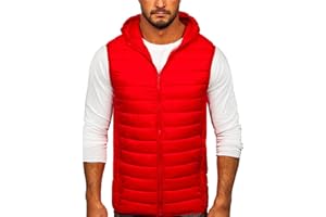 BOLF Hombre Chaleco acolchado con Capucha Cierre de Cremallera Cuello alto sin Manga Ropa Abrigo Plumíferos Deporte Chaqueta Básico Outdoor Estilo Casual Mix 4D4