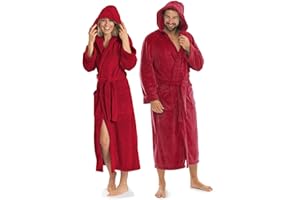 aqua-textil XS-XXXL Bademantel Kapuze Uni lang aufgesetzte Taschen Damen Herren Unisex Mikrofaser Kuschelfleece Oeko-TEX