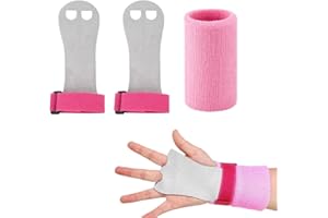 ikBrtaiay 1 muñequera + 1 par de empuñaduras de Gimnasia para niñas, jóvenes, niños, calleras Agarraderas de Entrenamiento para Mano, Palma y Muñeca - Accesorios Deportivos y de Fitness