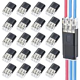 20 Pcs Waterproof Wire Connectors, 3 Pin Wire Connectors, Quick Splicing Without Stripping, Electrical Terminals for Cables 1