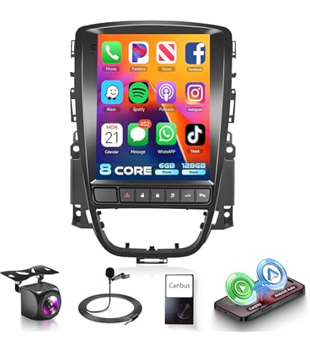2G&64G Podofo 9.7" Autoradio Pour Buick Excelle 2010-2014/Opel Astra 2005-2019 Carplay Sans Fil Android Auto Bluetooth,Android 13 Radio FM/RDS Hi-FI Avec WiFi/GPS AHD Caméra De Recul/Canbus
