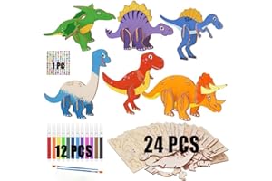 SOSINYA 39Dinosaur 3D Bastelset DIY kit Dinosaurier Puzzle Holz Bemalen Basteln Dino Holzbastelsets Kinderspielzeug Bemalen Handwerk Jungen Mädchen Kindergeburtstage kreatives Spielen (A)