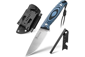 NedFoss cuchillo supervivencia, cuchillo bushcraft,cuchillo de caza,cuchillo camping,Hoja fija afilada para exteriores, full tang, acampada supervivencia