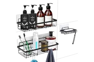 Malajess Shower Caddy(3 Pack), No-Drilling Adhesive Wall Mounted Bathroom Shower Shelf, Rustproof Shower Organizer for Bathroom & Kitchen Storage