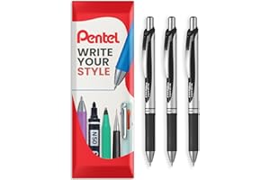 Pentel EnerGel XM BL77 Retractable Liquid Gel Pen 0.7mm 54% Recycled Black (Pack of 3)