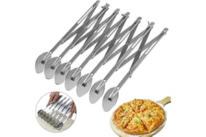 OUCONGK 7 Rueda Cortador de Masa, Pizza Cutter de Acero Inoxidable, Cortador de Pizza Ajustable, Cortador de Pasteles, Multifunción Cortador de Pizza, para Pizza, Masa, Pastel, Panqueque, Pan, Sándwich