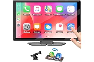 ACCFLY 9 Inch Wireless Car Play Screen for Apple Carplay & Android Auto, Car Tablet Pro Max with Mirror Link,Protable Car Touch Screen with GPS Navigation,Voice Control,Bluetooth,AUX (No reverse camera)