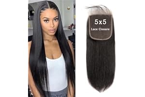 DUAUJUIU Straight Human Hair 5x5 HD Lace Closure Human Hair Closure for Black Women Natural Remy Hair Soft Swiss Lace Closure 10 Inch