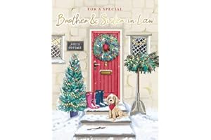 Piccadilly Greetings Christmas Card For a Special Brother & Sister In Law Dog & door - 8 x 6 inches