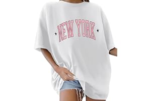 Lonya Koszulki damskie z okrągłym dekoltem Y2k lata 90. ponadwymiarowe koszulki dla kobiet damskie z krótkim rękawem nadruk graficzny lato workowate plus size codzienne bawełniane koszulki topy