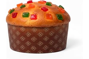 MAQA 10 Forme per Stampo Panettone in Carta Decorata Oro – BASSO, 1KG – Stampo Pandoro 1 kg, Resistente per Cottura e Presentazione – Ideali per Panettone, Pan Brioche - Resistenti Fino a 220°C