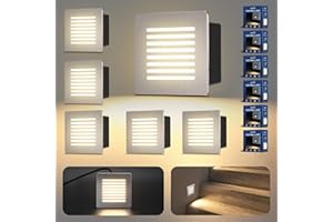 Letlit 6PACK LED Iluminación de Escalera 3W, 230V 3000K Luz de Escalera, 85 x 85mm, IP65 300lm Luces Empotradas Para Escaleras de Pared, Cajas de Empotrar 68mm