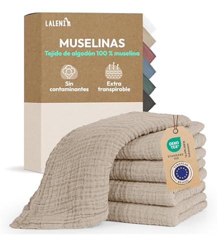 PENG'S M Paquete De 6 Paños De Muselina Para Bebé, Algodón Orgánico, 20 X 10 Pulgadas, 6 Capas, Súper Suaves, Divertidos Bosques